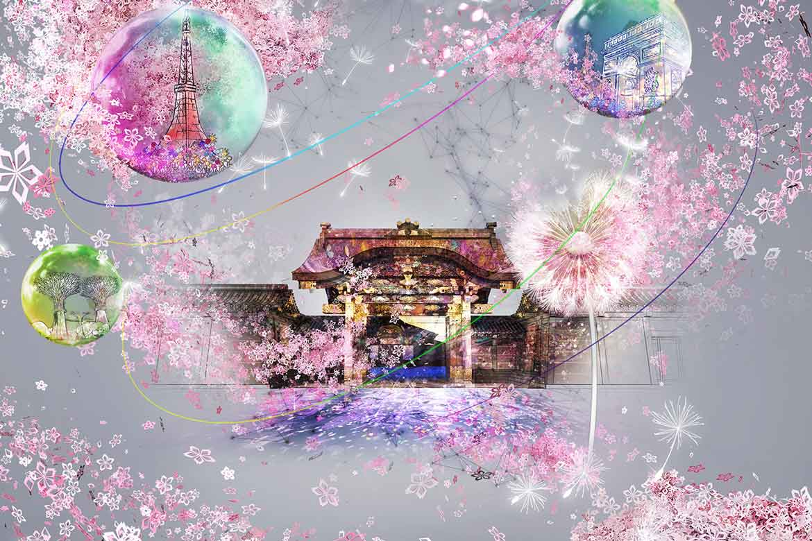 世界遺産・二条城桜まつり期間中の夜に「NAKED FLOWERS」開催