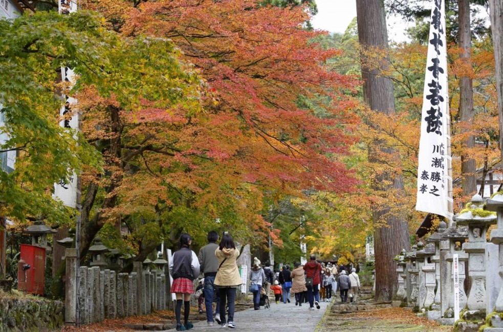 華厳寺の参道で楽しむ「谷汲もみじまつり」