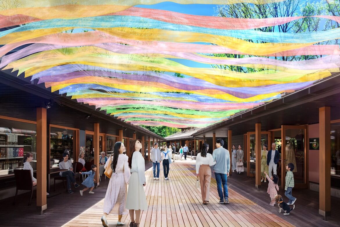 110色の布のインスタレーションが星野エリア ハルニレテラスを彩る「Organic Wind」5/20より開催