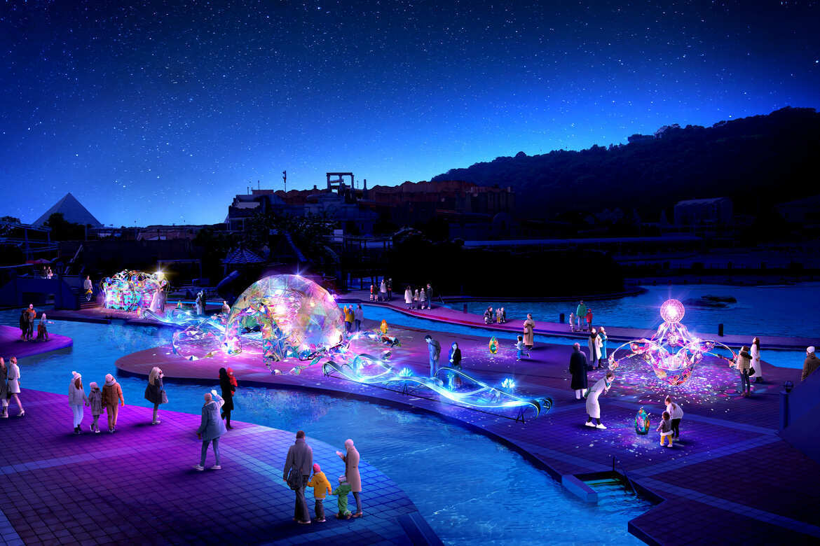 ラグナシアで冬のイルミネーション「光と水のカーニバル」開催中!全長6mの巨大花手水が新登場