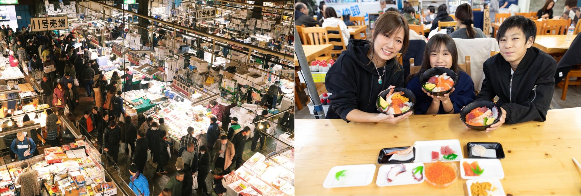 自分だけのオリジナル海鮮丼を味わう/ 塩釜水産物仲卸市場
