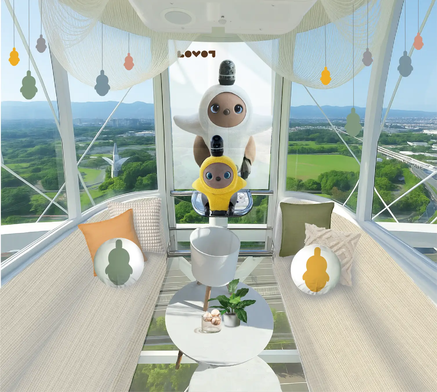 日本一の大観覧車「OSAKA WHEEL」でLOVOTと過ごす“空に浮かぶ癒しの時間”